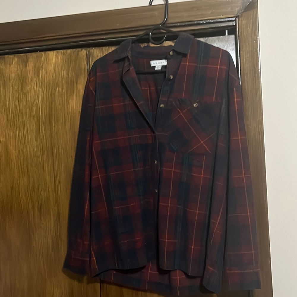 Top Shop Plaid corduroy button down shirt NWOT
